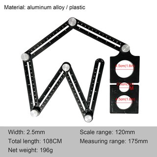 Penggaris Lipat 6 Sudut Siku Pola Multifungsi Template Alat Ukur Tukang Keramik Serbagunan Lubang Penggaris Lipat 6 Sudut Siku Pola Multifungsi Template Alat Ukur Tukang Keramik Serbagunan Lubang