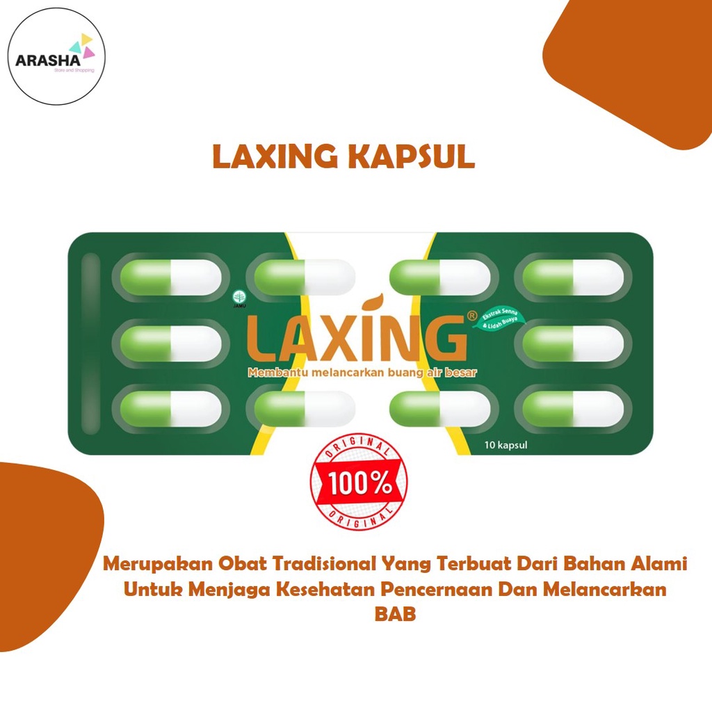 Jual Laxing 10 Kapsul Melancarkan Buang Air Besar Bab Perstrip