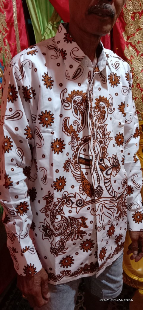 Keris Putih Kemeja Batik Pria Full Furing Bahan Katun Sragenan