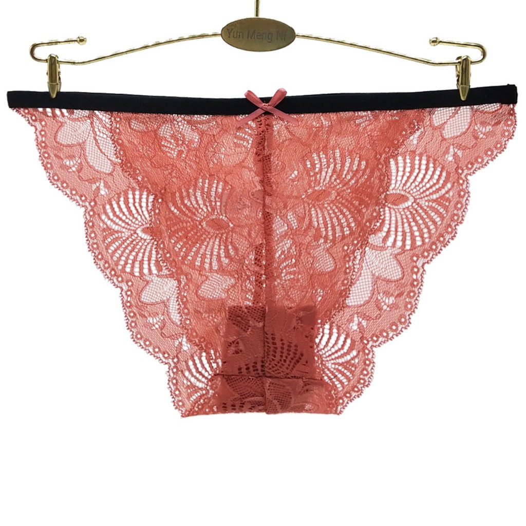 (COD) G-String Sexy Motif Bunga Pita Thong Lace  transparan Celana dalam Wanita C080