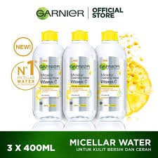 Garnier Micellar Cleansing Water Vitamin C Skin Care 400 ml x 3 pcs (Untuk Kulit Bersih & Cerah)