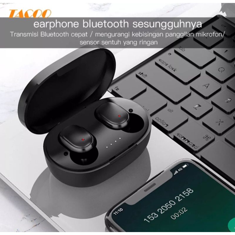 TACOO Headset TWS Bluetooth Earphone Deep Bass Wireless Sport