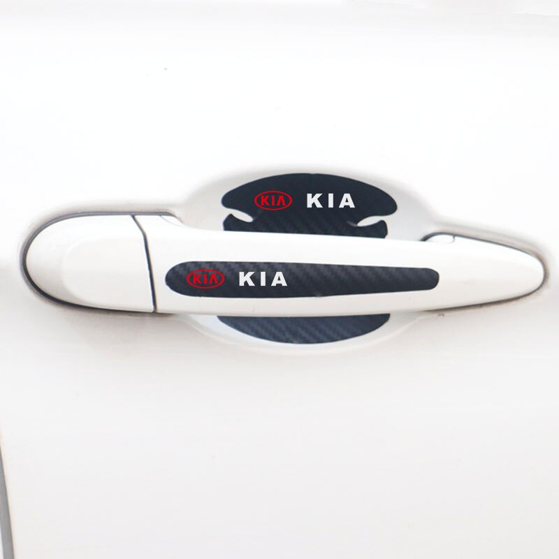 8Pcs KIA Logo Serat Karbon Menangani Perlindungan Film For KIA Forte Spectra Mbang Sportage Picanto RIO