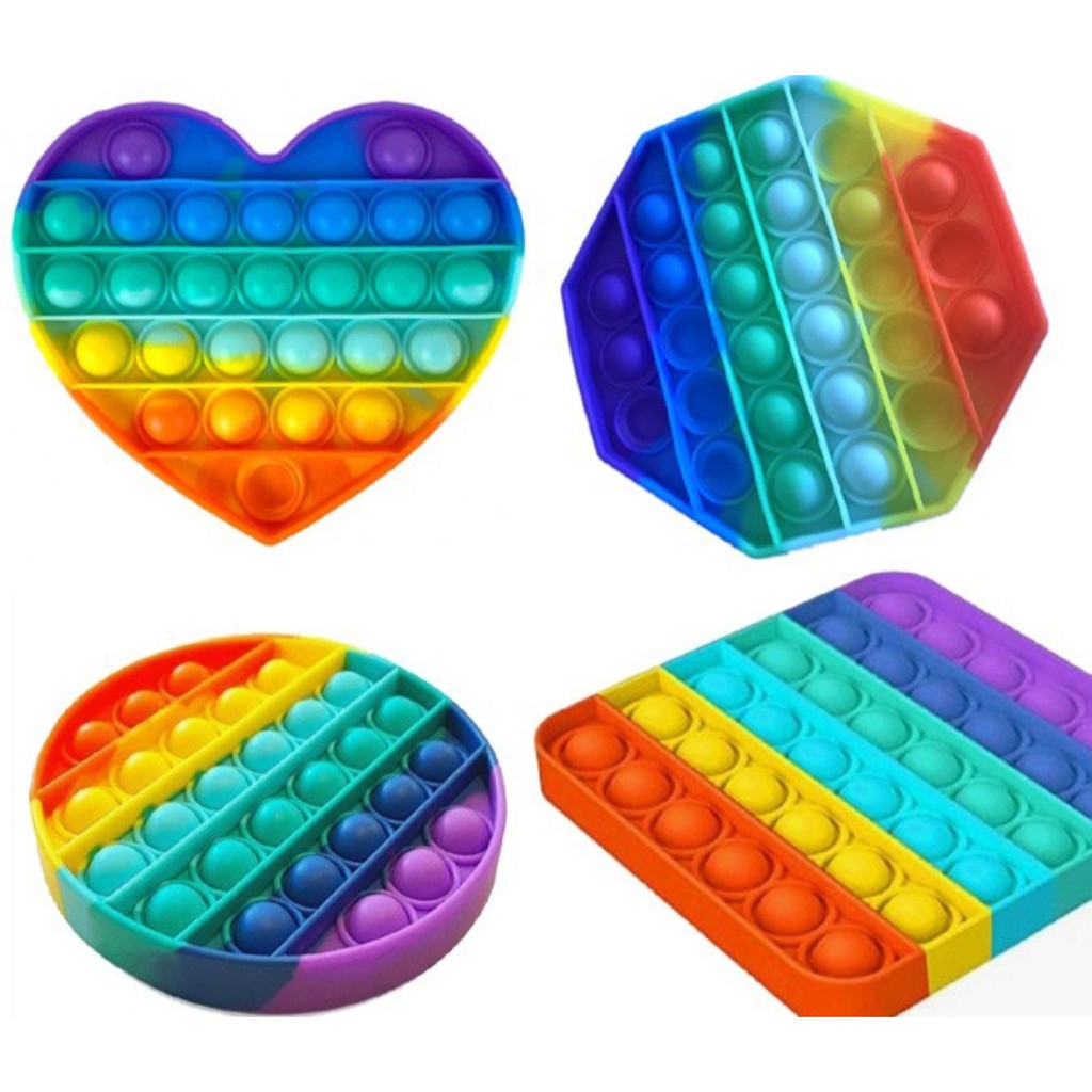 Pop It Fidget Push Mainan Anti Stress Rainbow +/- 12 cm