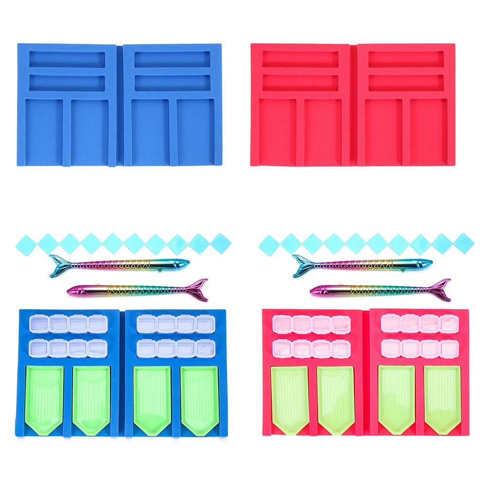 R-flower Diamond Painting Tray Organizer Kotak Penyimpanan Bor Clay Tray Organizer Foldable Diamond Painting Kits