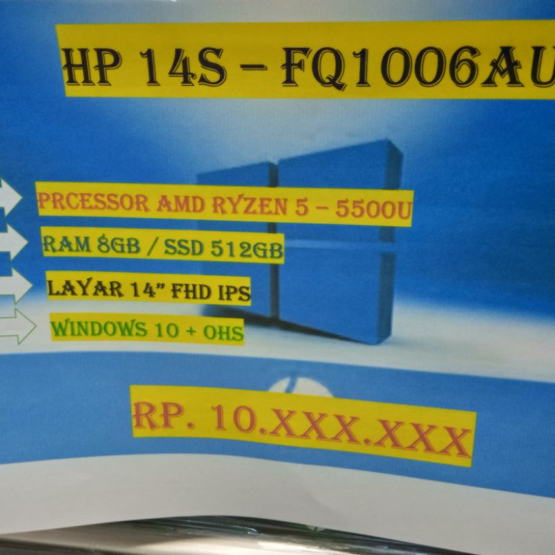 HP 14S - FQ1006AU RYZEN 5 5500U 8GB SSD 512GB