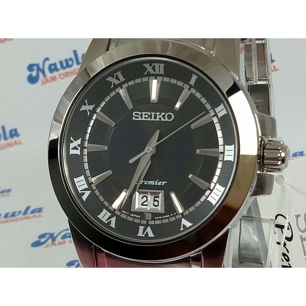 Seiko Premier SUR015P1 Quartz Black Dial with Roman | Jam Pria SUR015