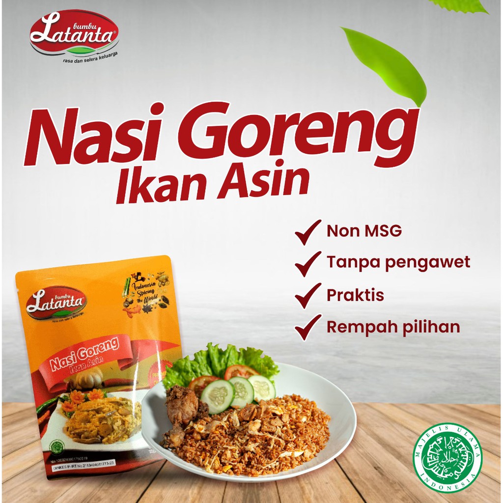 

Bumbu Nasi Goreng ikan asin non MSG (1 PACK ISI 3 SACHET). Untuk 3-5 porsi