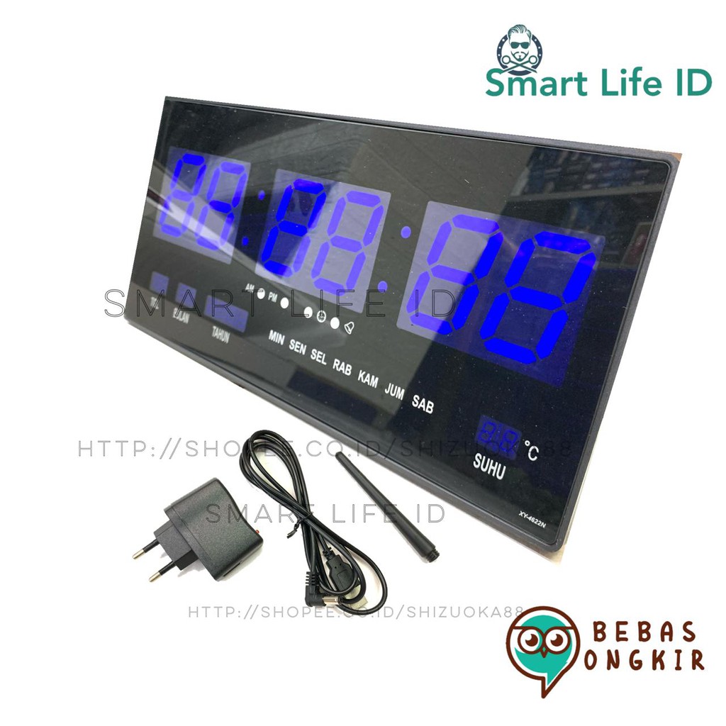 Jam Dinding LED Digital Clock Jam Meja Dekorasi Hiasan Dinding Rumah XY 4622 Biru