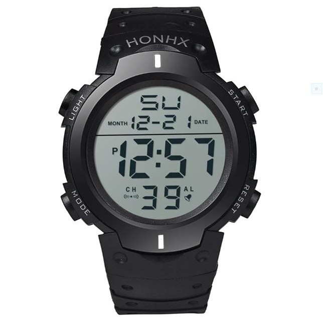 HONHX Waterproof Outdoor Sports Men Digital LED Quartz Alarm Wrist Watch