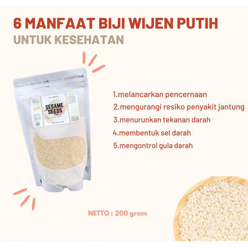 

Sesame seeds kemasan 200 gram (biji wijen putih) organik