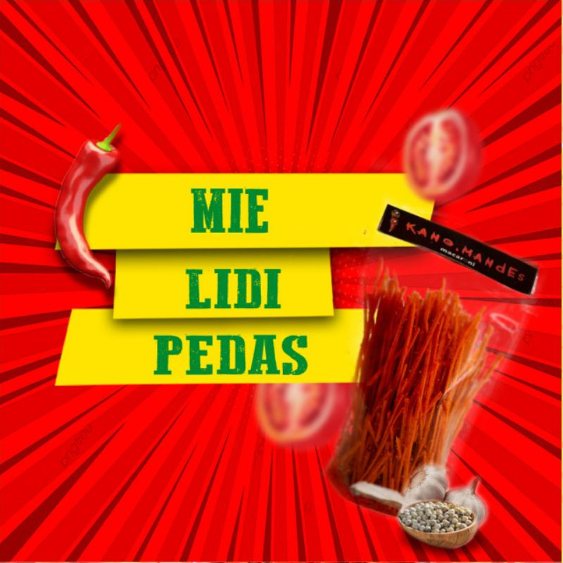 Mie Lidi pedas daun jeruk 125gr Kang Mandes Mie Lidi