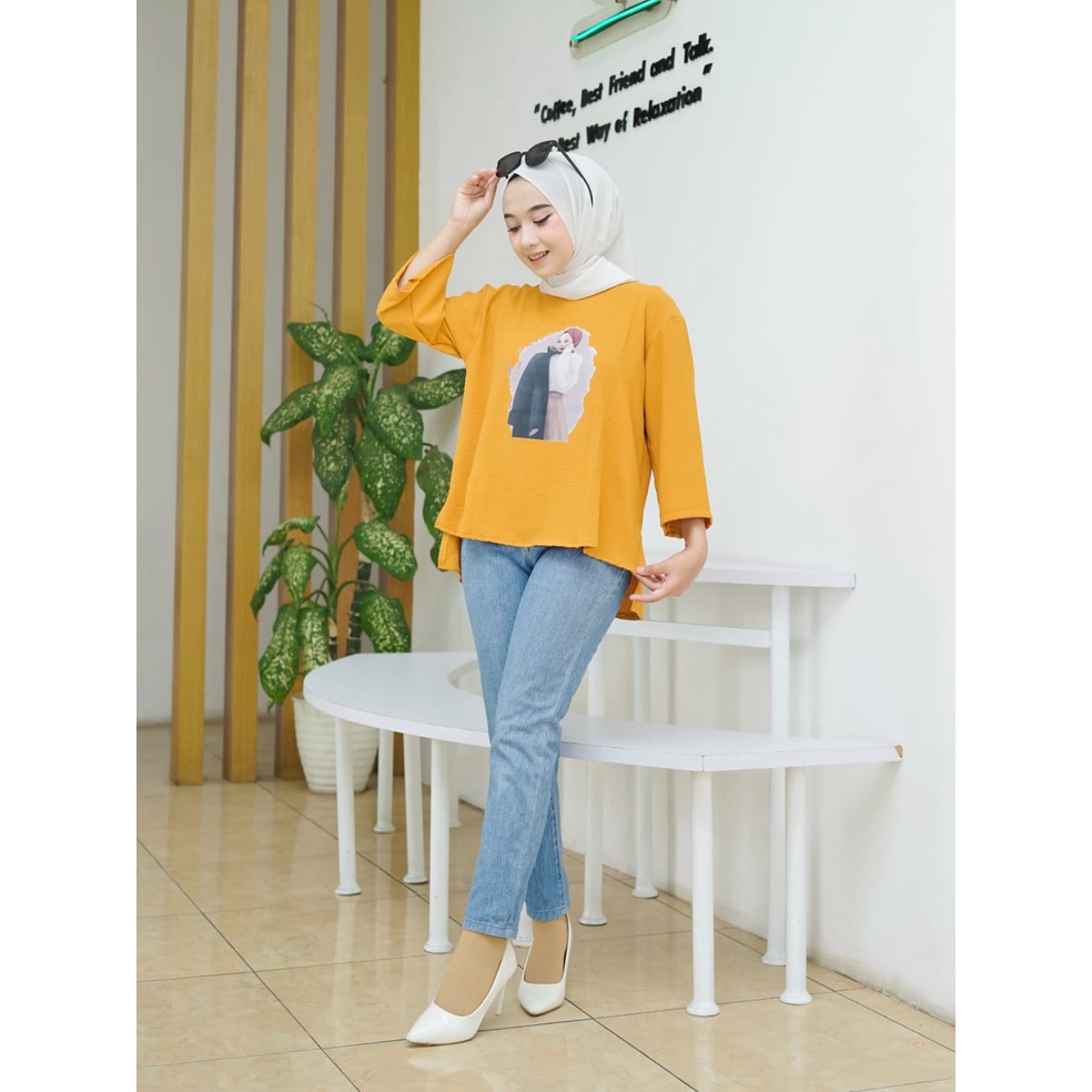 WQ - ATASAN WANITA OVERSIZE // KARAKTER POLOS SIKU TUMBLR TEE // BAJU KEKINIAN TERBARU // ATASAN VIRAL WANITA