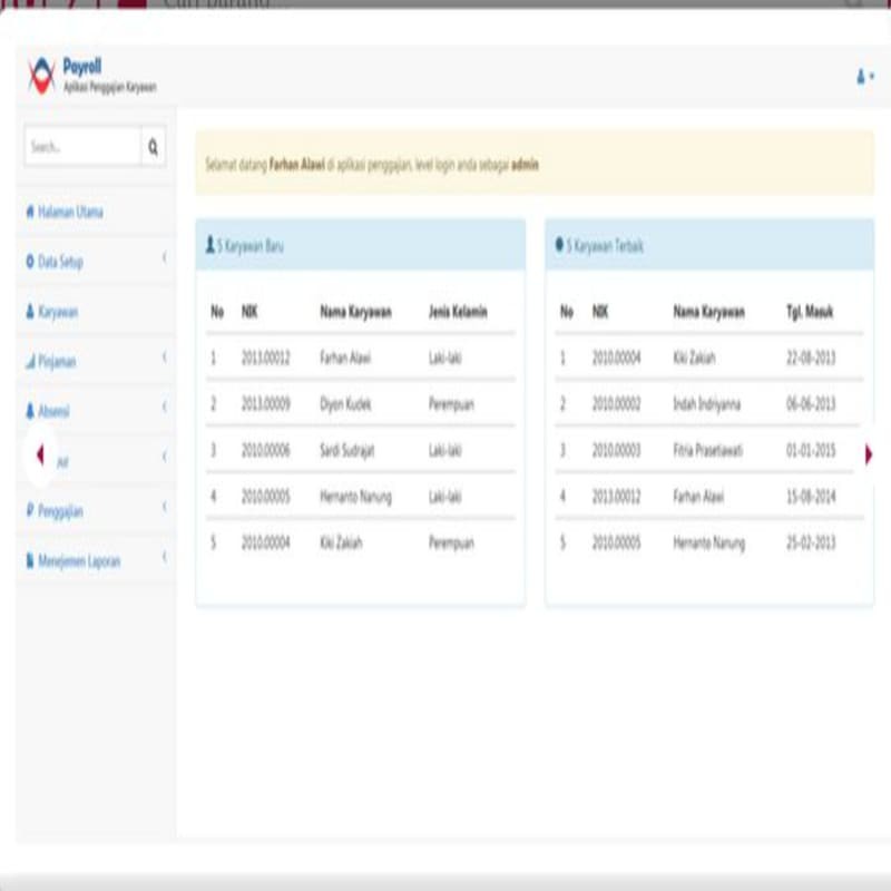 Aplikasi Web Payroll Penggajian PHP MYSQL (Source Code)