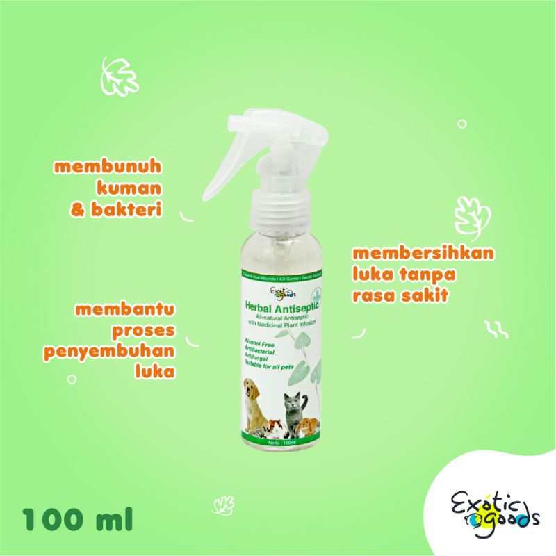 HERBAL ANTISEPTIC 100ml NON ALKOHOL ANTISEPTIK HEWAN TANPA ALKOHOL PEMBERSIH LUKA HEWAN PET ANTISEPTIC PEMBERSIH LUKA ANJING PEMBERSIH LUKA KUCING ANTISEPTIK ANJING ANTISEPTIK KUCING ANTISEPTIK NON ALKOHOL PEMBERSIH LUKA TANPA ALKOHOL POVIDINE