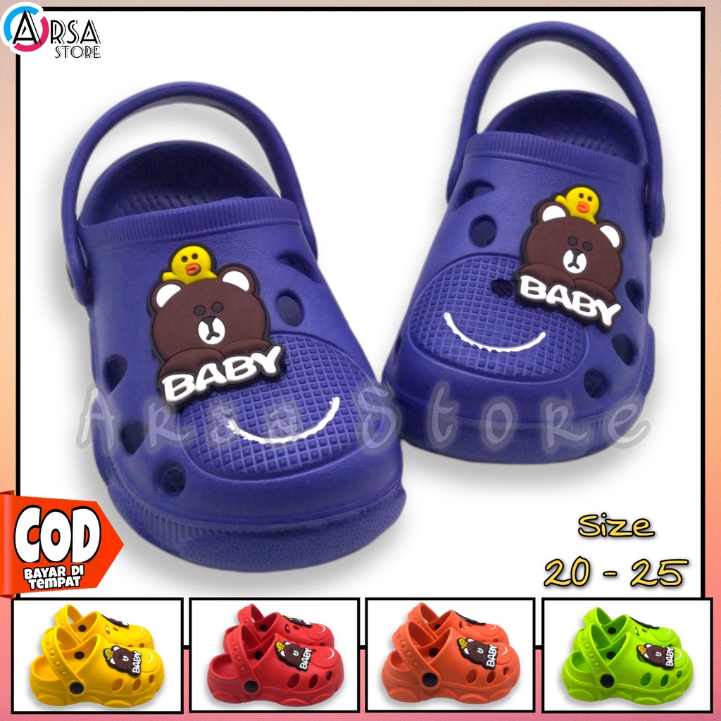 Sendal Baim Anak Tali Belakang / Sandal Sepatu Anak Laki Laki Motif Panda Umur 1 2 3 Tahun Terlaris