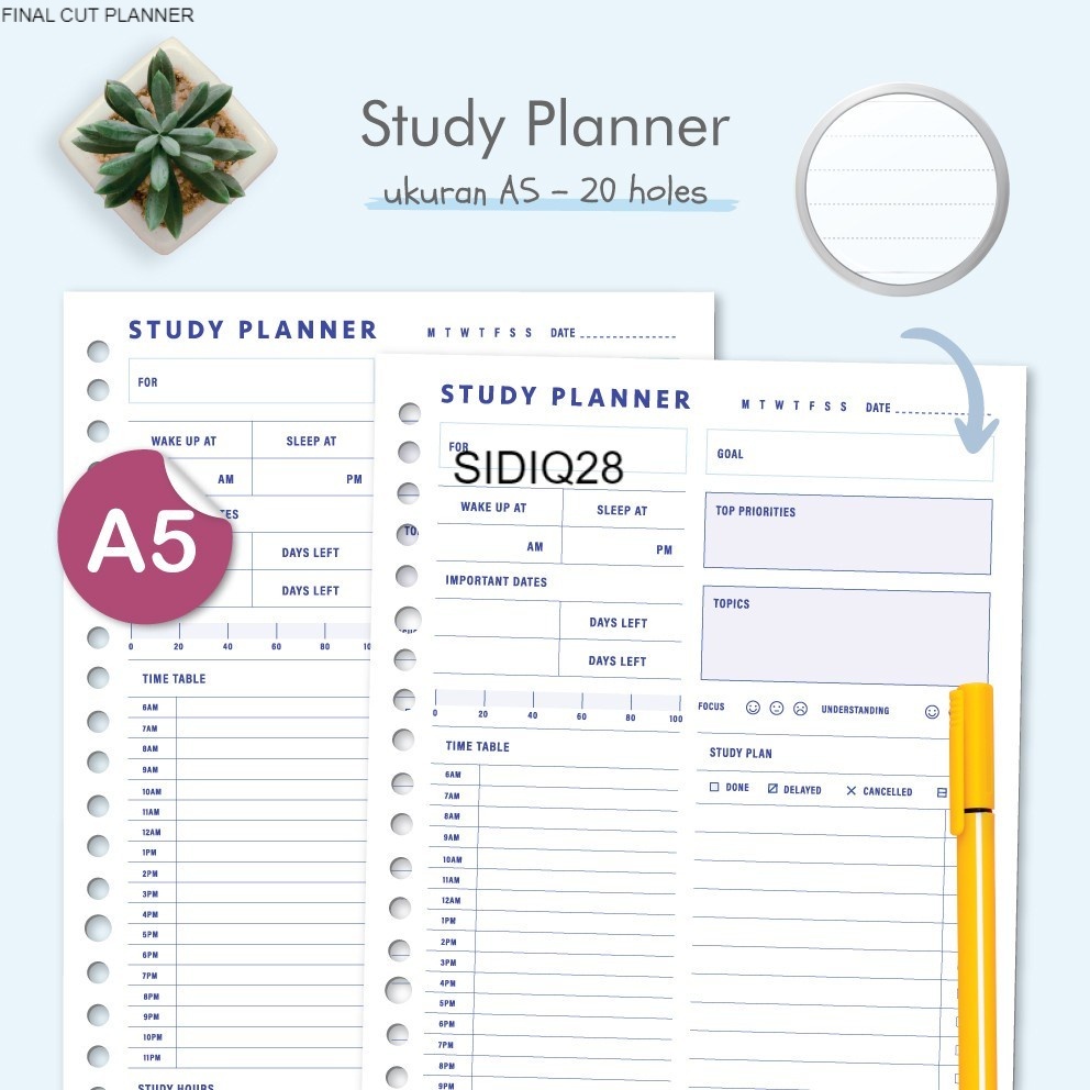 

Loose Leaf A5 Study Planner by FINAL CUT PLANNER / ISI BINDER Loose Leaf