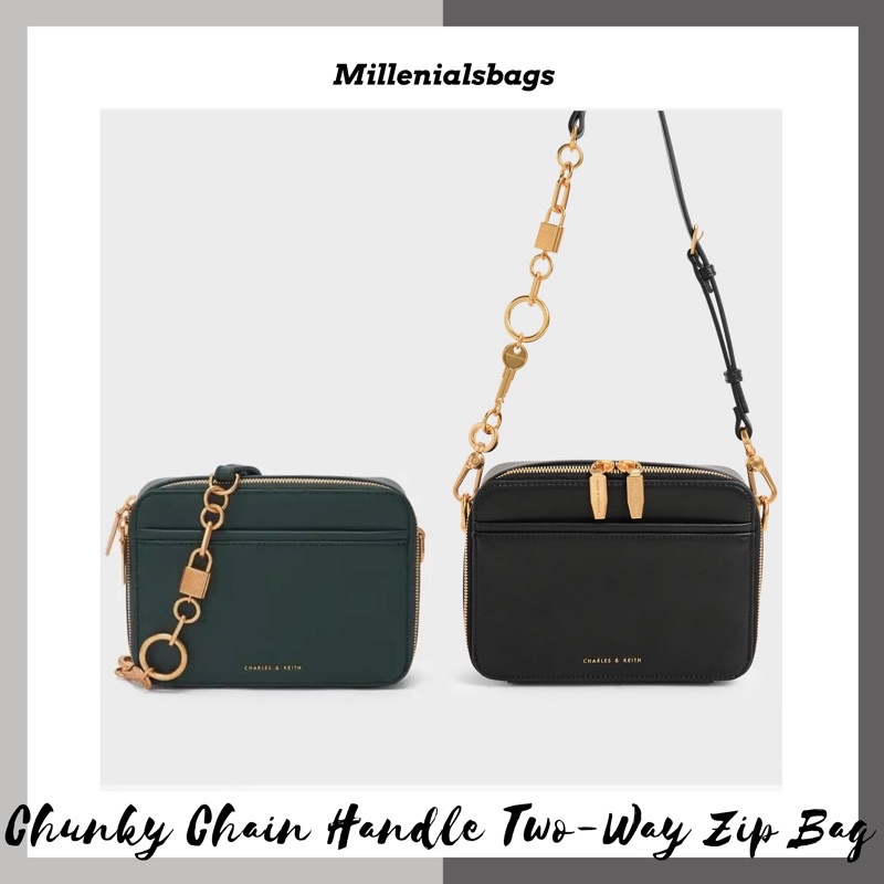 Cnk chunky chain handle two way zip bag
