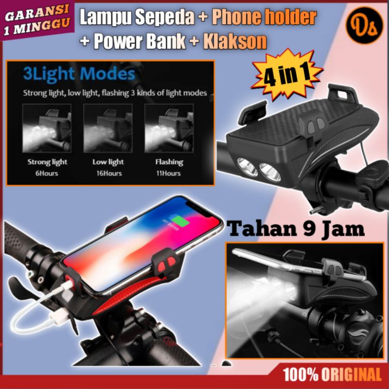 PROMO Lampu Sepeda Phone Holder Power Bank 2000mAh FY-319 lampu sepeda depan lampu led sepeda lampu sepeda led lampu sepeda depan belakang lampu depan sepeda holder hp sepeda lampu sepedah lampu sepeda gunung lampu speda CoolChange WBRS03BK