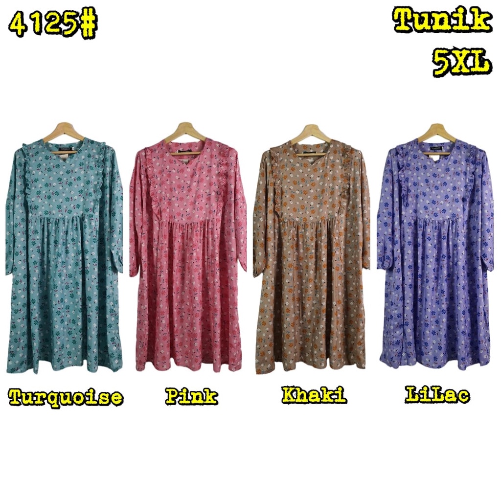 JOSJOLI_STORE/3859-3866 Tunik Daun Rayon Jumbo 5XL/Pakaian Wanita Dewasa/Busui/Realpict