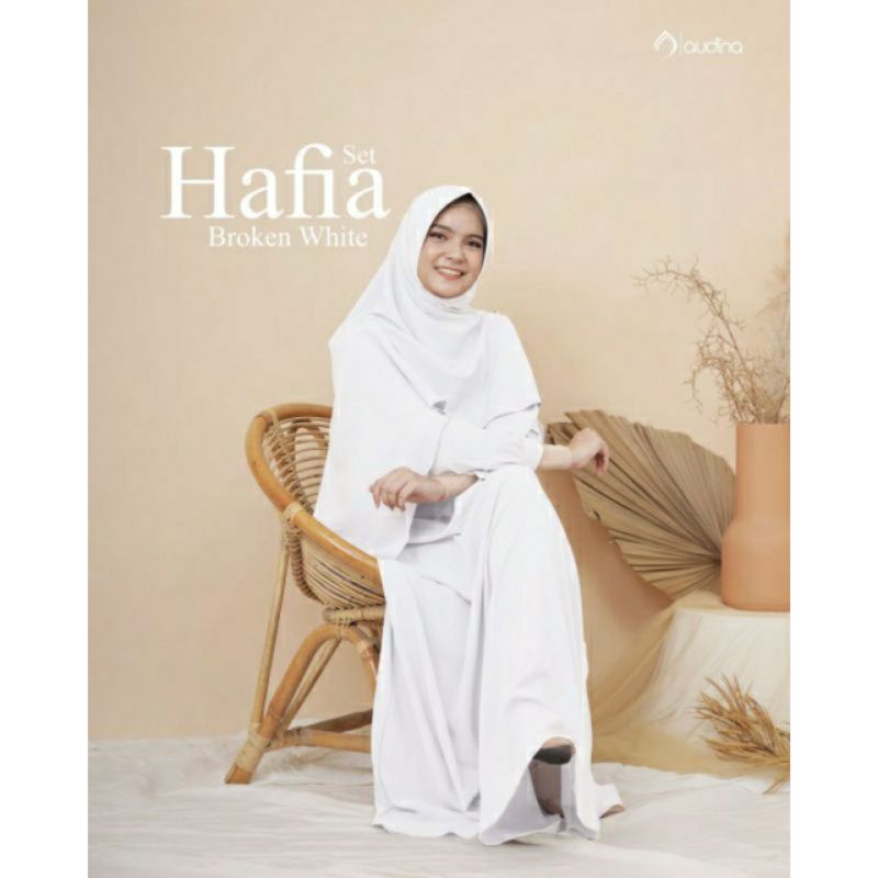 GAMIS HAFIA PUTIH BROKEN WHITE SET KHIMAR || AUDINA