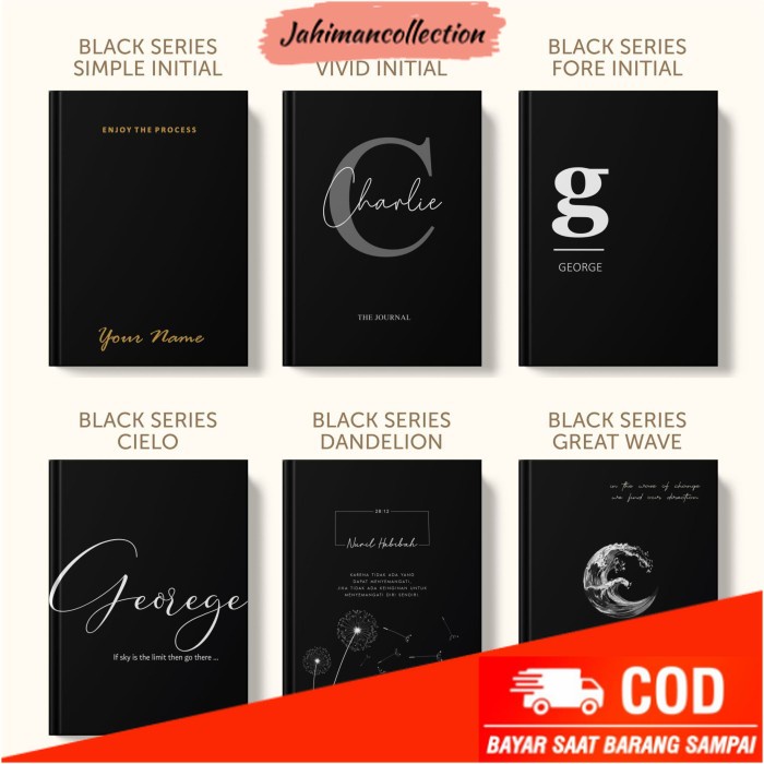 

✨ BISA COD ✨ Black Notebook Classic / Buku Agenda Hardcover Bassic / Custom Buku A5 - A6 (small), isi polos