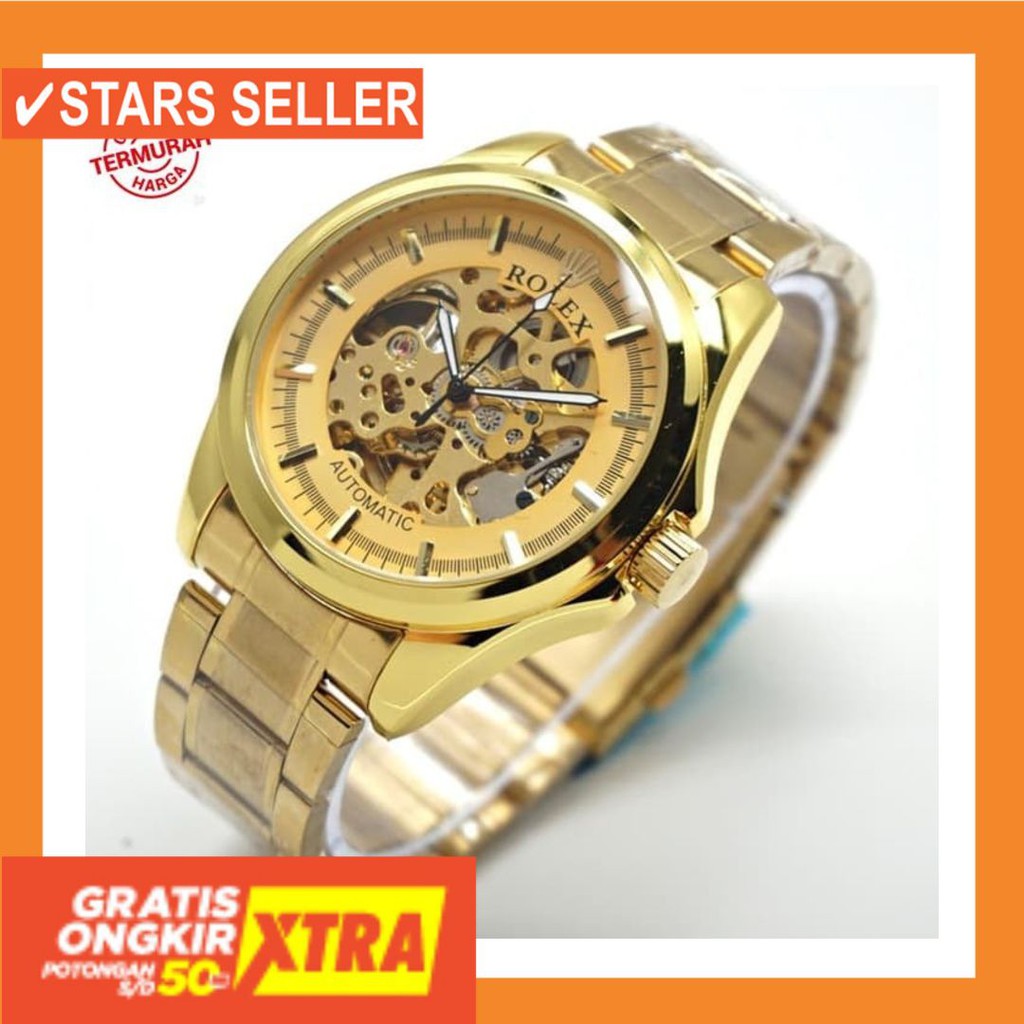 JAM COWOK MASA KINI MURAH TERBARU GSHOK HITAM / Jam Tangan Rolex Automatic Rantai Big Rolex