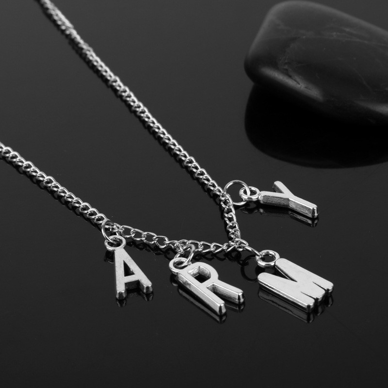 AZ130 [Cod][Ready Stock] Kalung Paduan Army Pria Dan Wanita Surat Kalung Rantai Klavikula Kalung Korea