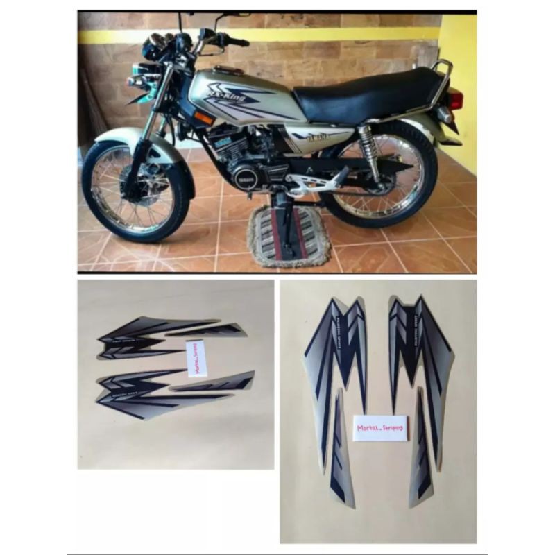 STIKER STRIPING LIS BODY RX KING TAHUN 2002 TANGKI GOLD CORAK HITAM STANDAR