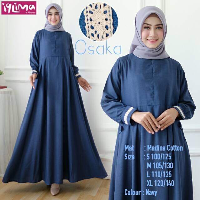 Osaka Dress Gamis Dress Katun Madina Busui