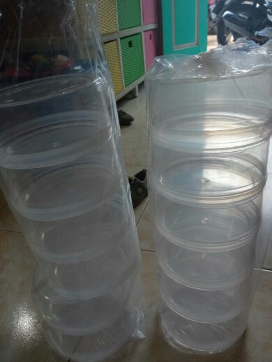 (6pcs) Wadah Plastik Tempat Makanan 500 Gr Batik Food Grade Toples Bulat Warna Kontainer