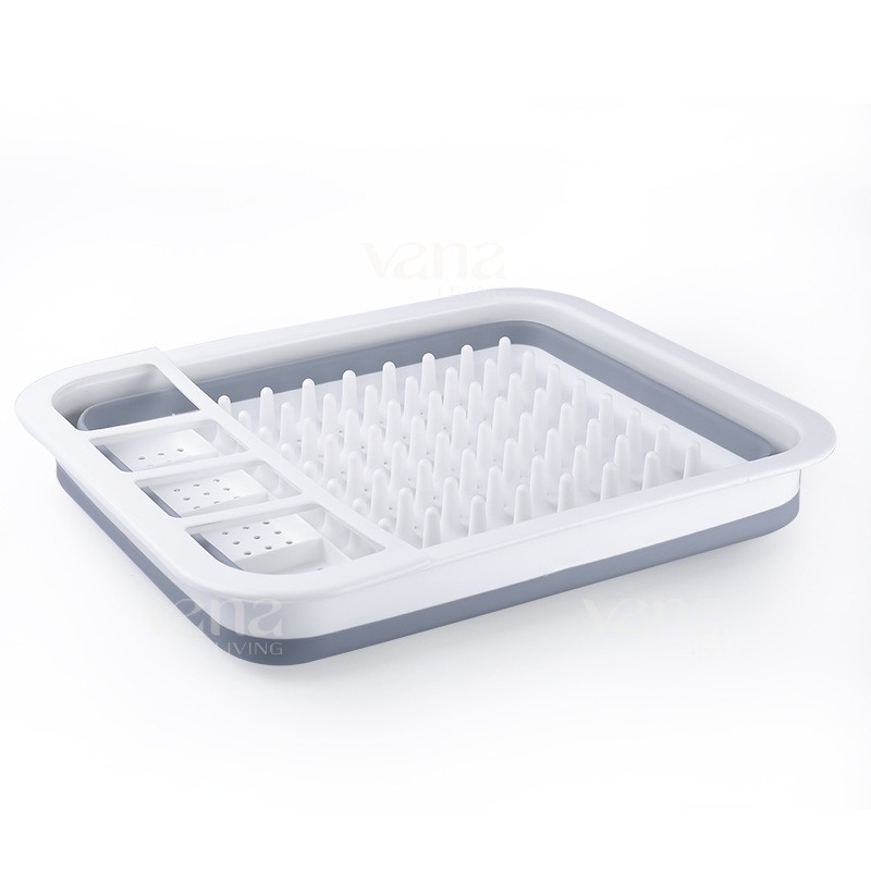 Vana Rak Cucian Piring Lipat Portable Silicone Dish Rack Tempat Pengering Penyimpanan Cuci Gelas Mangkok Wastafel Foldable