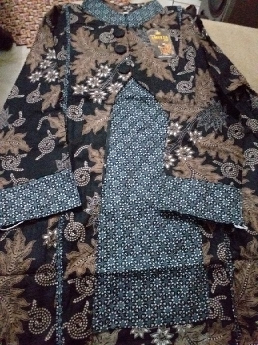 Ada Jumbo Blus Davina Lawasan Daun #3 Katun Motif Bunga Batik Devina Sogan Belah Wanita Premium