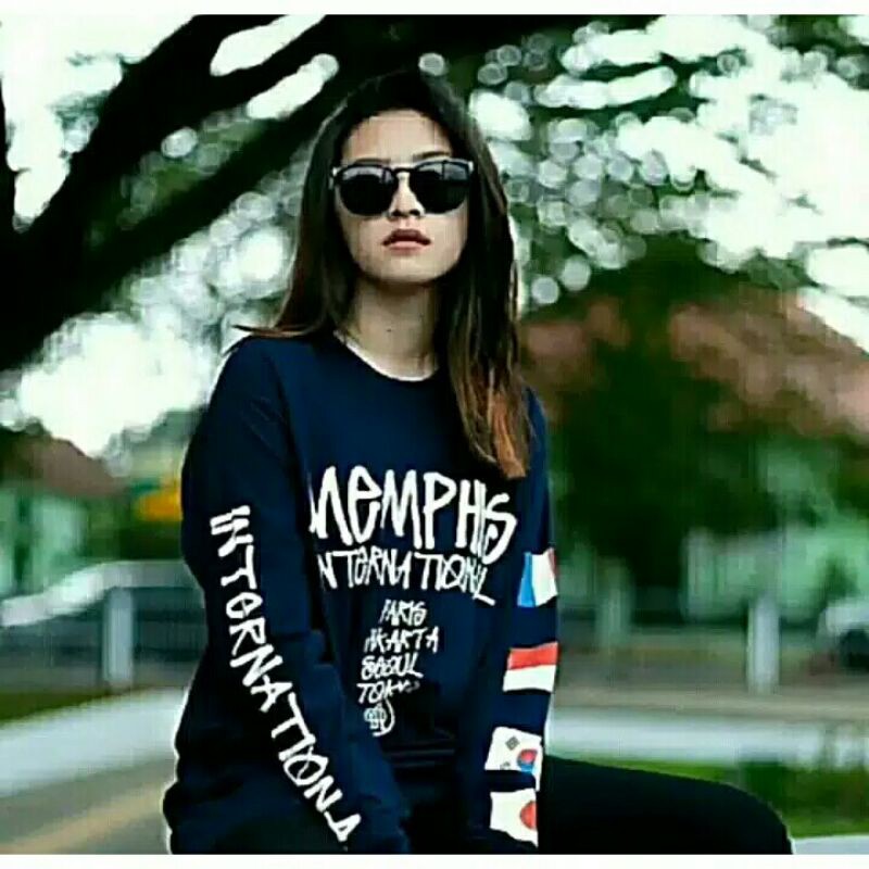 kaos Distro mephis origins lengan panjang navy berkualitas nyaman di pakai