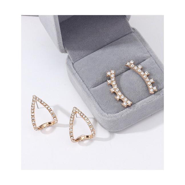 LRC Anting Tusuk Fashion Gold Geometric Diamond Earrings F61360