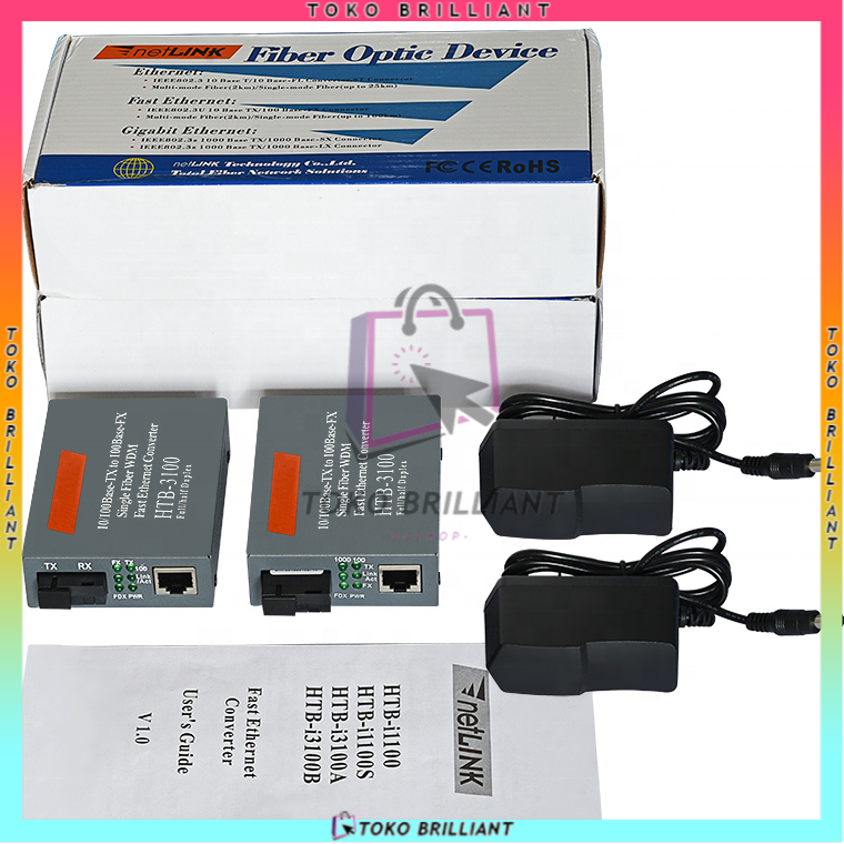 HTB-3100 Media Konverter Fiber Optik Single Mode dengan 5V 2A EU adaptor [Bayar ditempat]-7