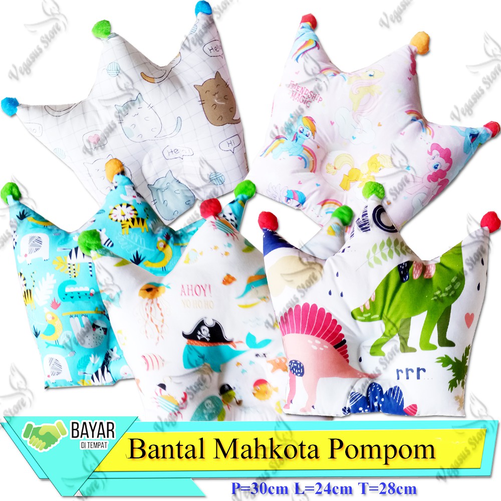 Bantal Bayi Anti Peyang Mahkota Crown Bahan katun - Vegasus Store(COD)