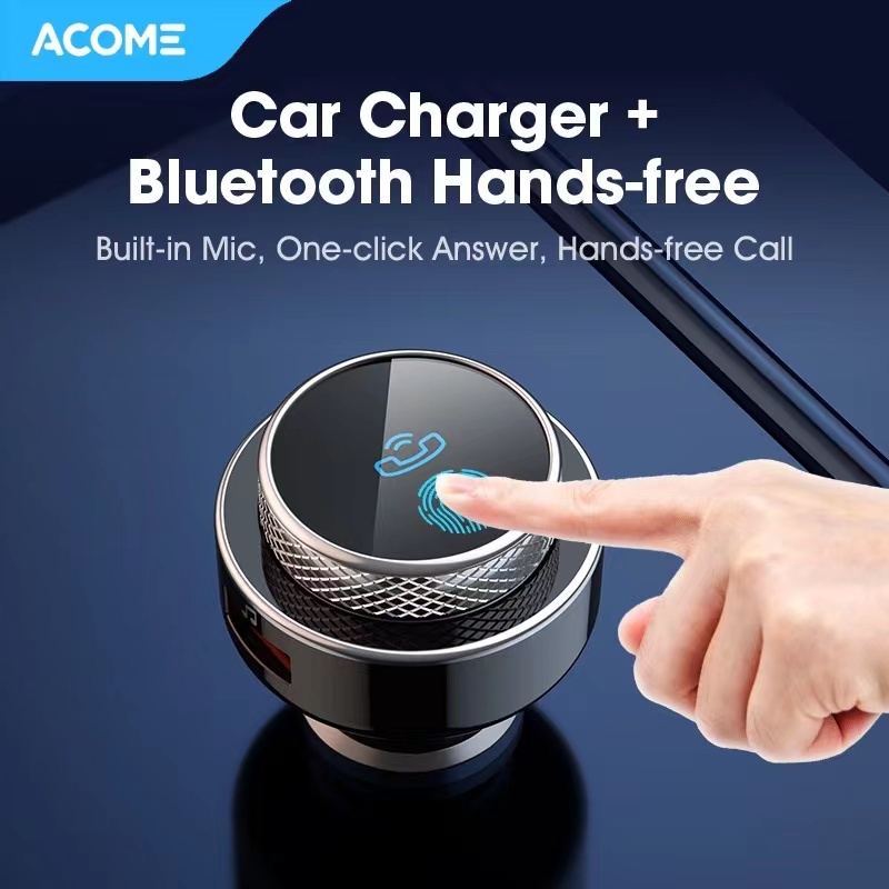 Acome Car Charger Bluetooth 5.0 Dual Port Fast Charging 18W Garansi Resmi 1 tahun ACC04