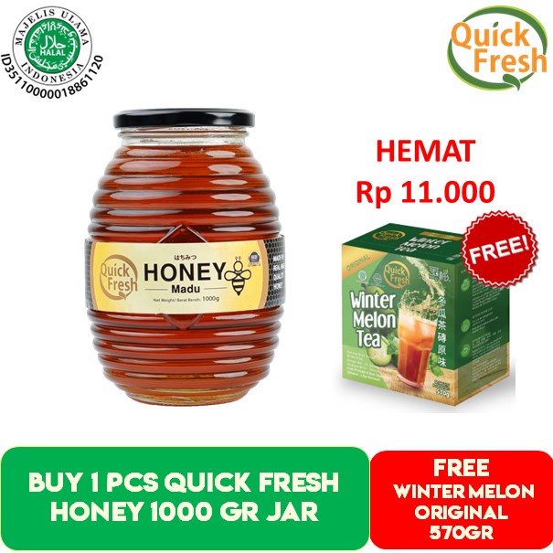 

[FREE WINTERMELON ORIGINAL 570GR] Quick Fresh Honey / Madu 1kg jar