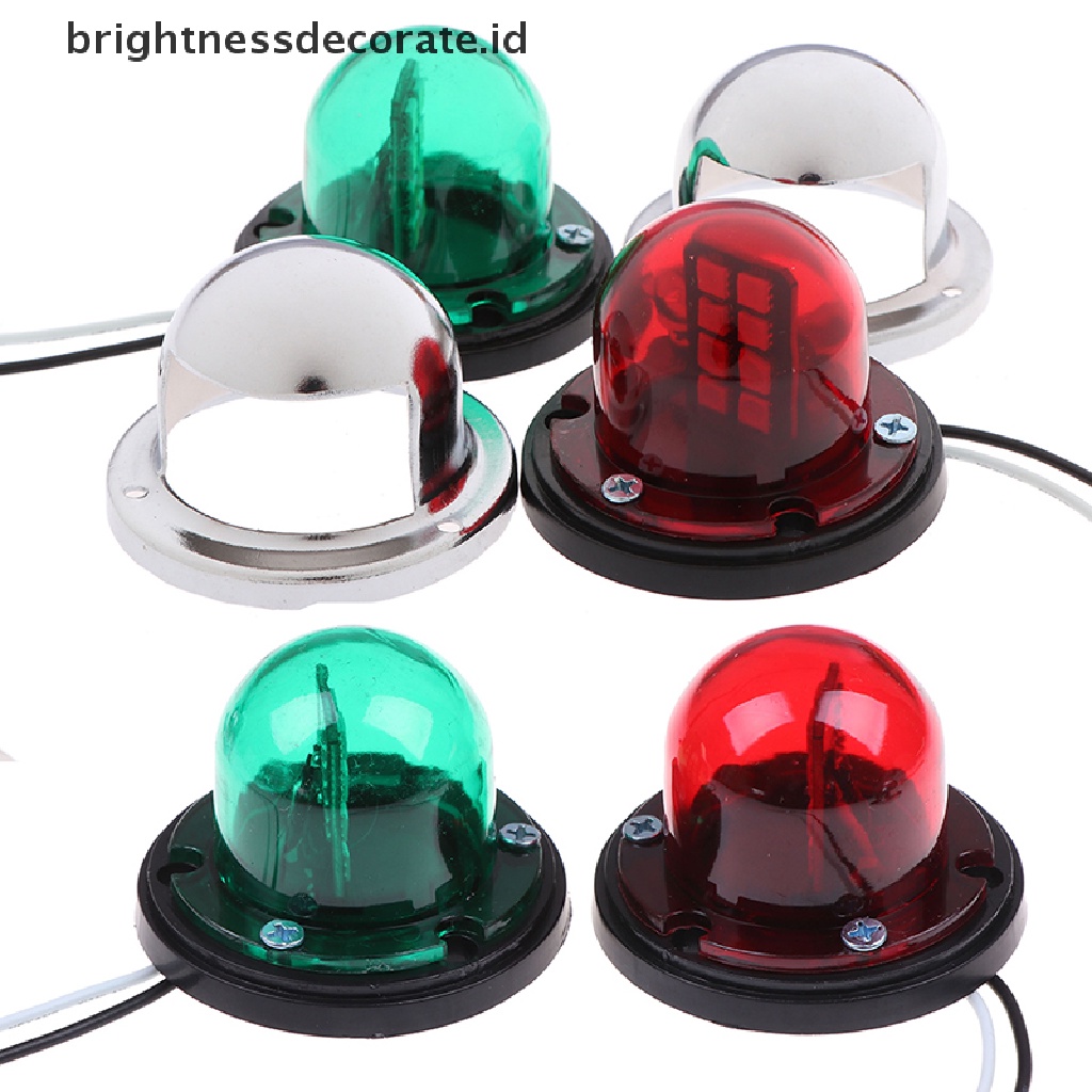 2 Pcs Lampu Navigasi LED Bahan Stainless Steel Warna Merah Hijau Untuk Perahu