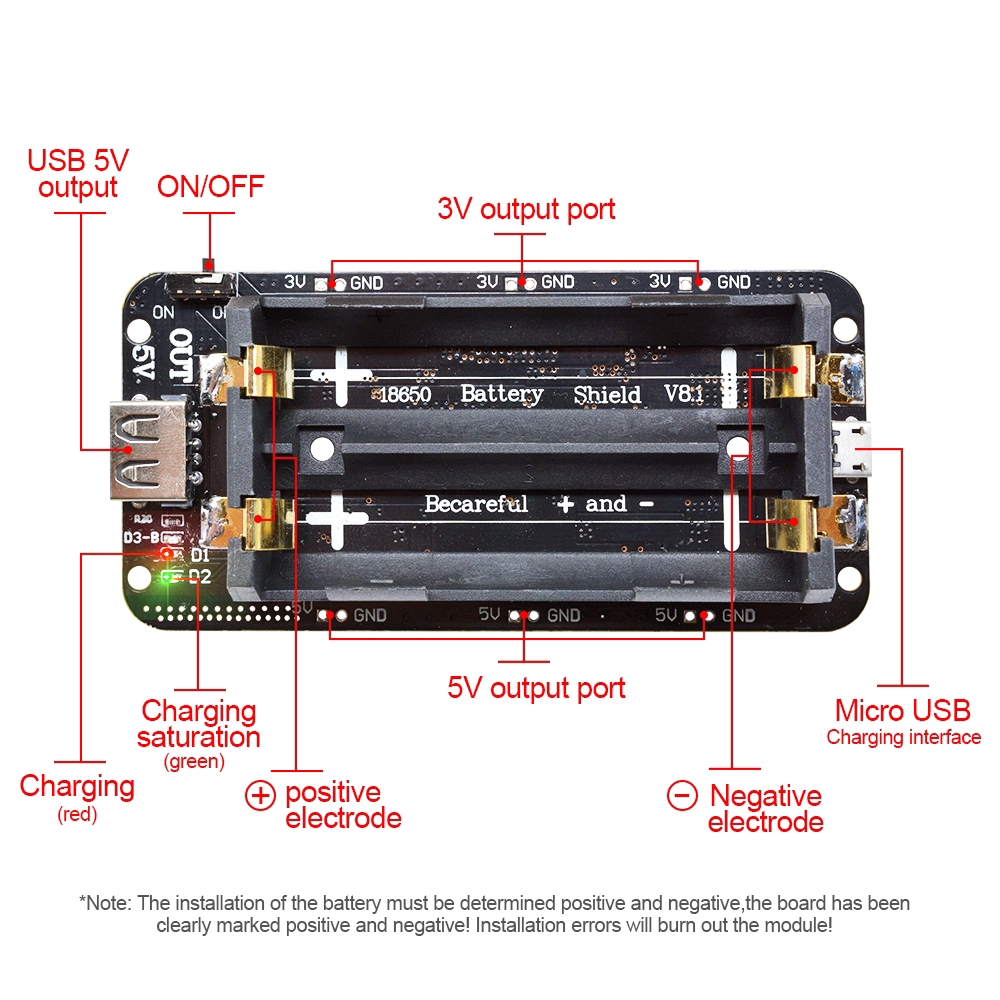 ✫〖ready to ship/COD〗✫V8 Power Bank Shield 3V / 5V 18650 Untuk Arduino ESP32 ESP8266 WiFi