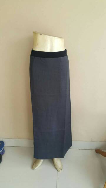 Rok pola A line rok kerja pinggang karet-5