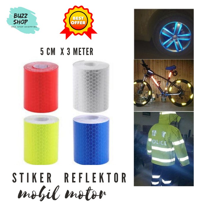 Stiker Reflektor Sepeda/ Stiker Bumper Motor Mobil 1m &amp; 3m MURAH