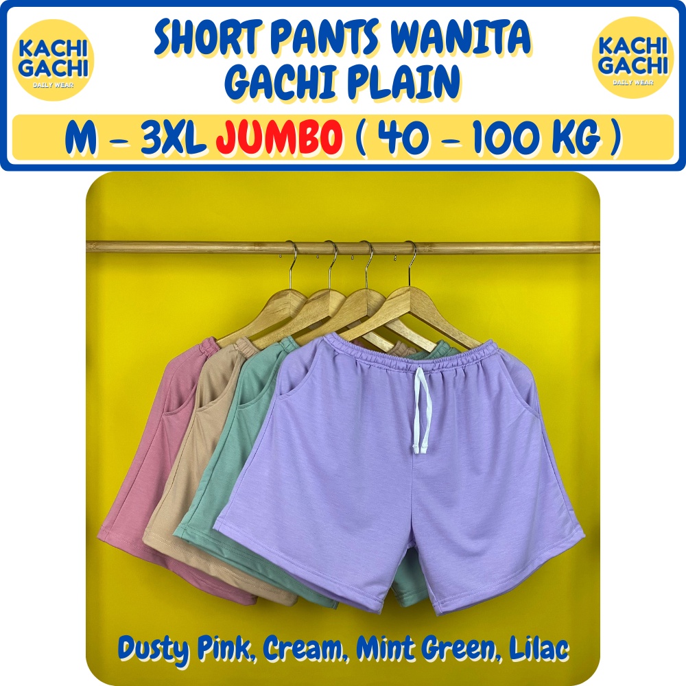 Celana Pendek Wanita Jumbo / Celana Santai Wanita / Celana Kolor Wanita / Short Pants Wanita Big Size - Gachi Plain