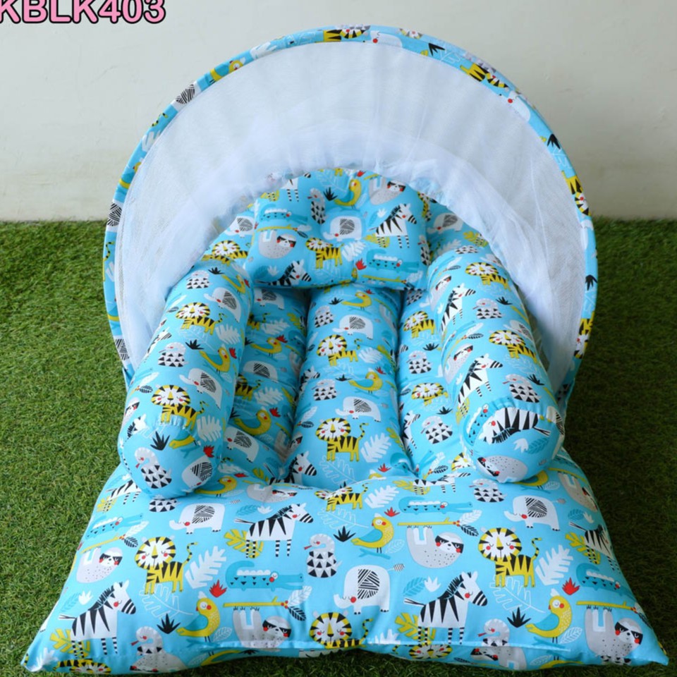 elha baby Kasur Kelambu lipat lepas Bayi Set Bantal Guling PREMIUM free tas motif karakter