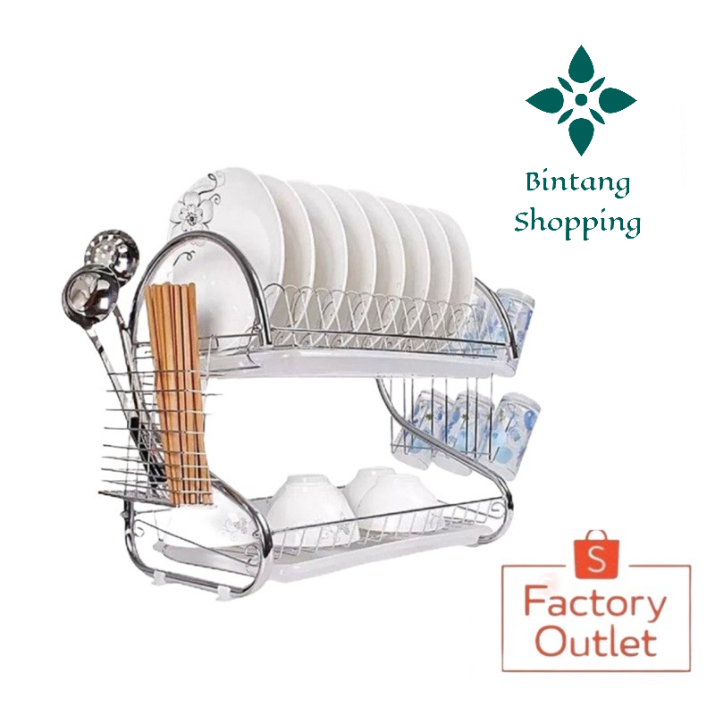 Rak piring stainless 2 susun