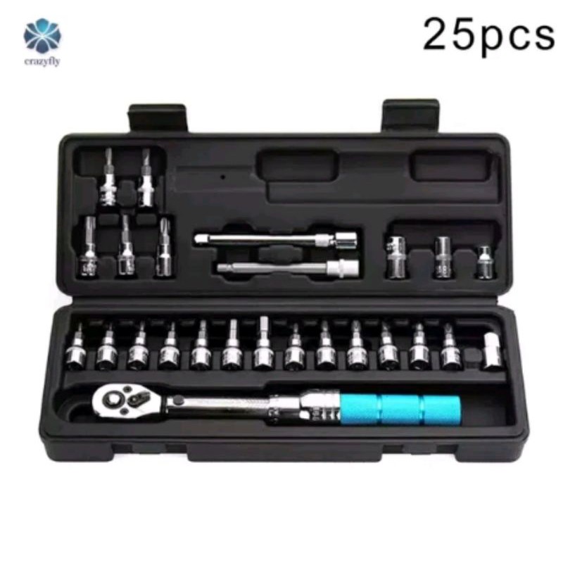 Kualitas bagus kunci torsi 25 pcs torque wrench tool set carbon alloy reparasi bengkel bike tools sepeda kunci set L