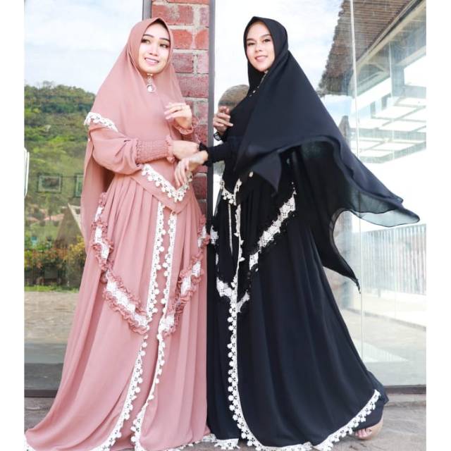 Gamis set syar'i Jasmine full ceruty original