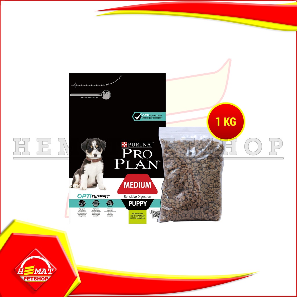 Pro Plan Pencernaan Bermasalah Sensitif Digestion medium puppy Lam 1Kg