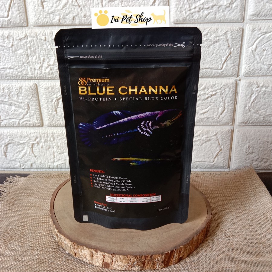 PREMIUM BLUE CHANNA PELET 88 PREMIUM BLUE CHANNA 100GR